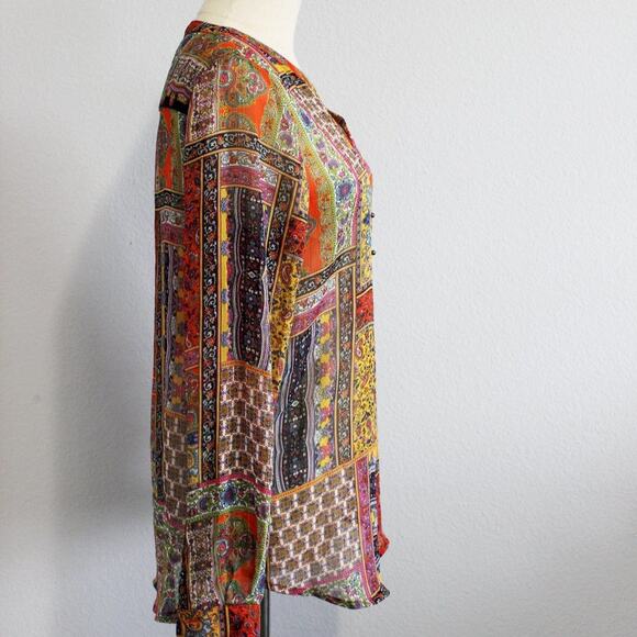 Liz Claiborne BOHO Tribal Long  Sleeve Lightweight Blouse Size Small - Picture 3 of 6